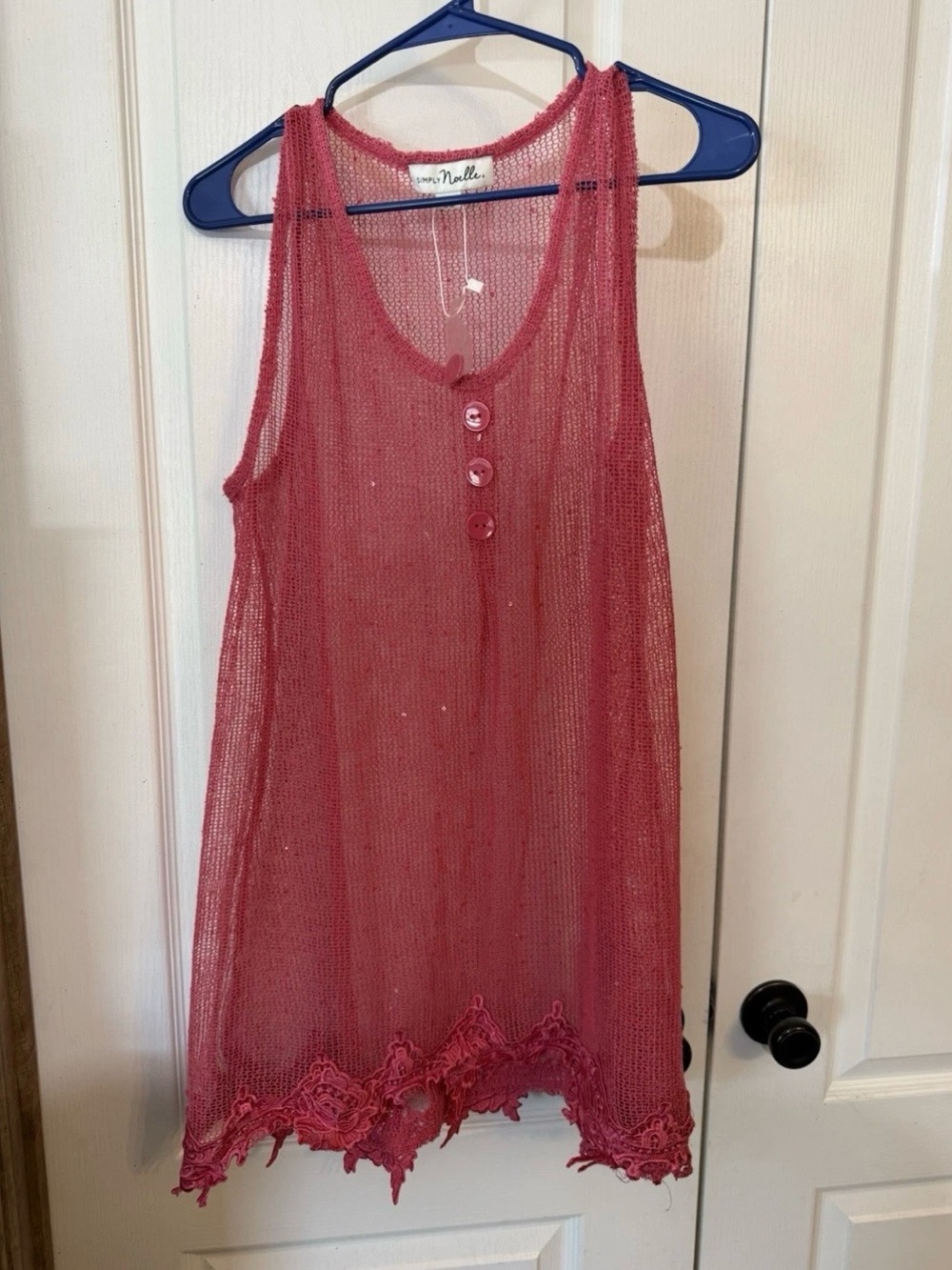 Simply Noelle Womens Swimsuit Beach Cover Up Tunic Size L/XL Pink Mesh New